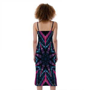 Dark Cloud Kaleidoscope Print Slim Fit Midi Cami Dress