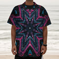 Dark Cloud Kaleidoscope Print Textured Short Sleeve Shirt