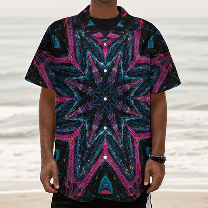 Dark Cloud Kaleidoscope Print Textured Short Sleeve Shirt