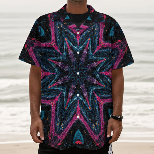 Dark Cloud Kaleidoscope Print Textured Short Sleeve Shirt