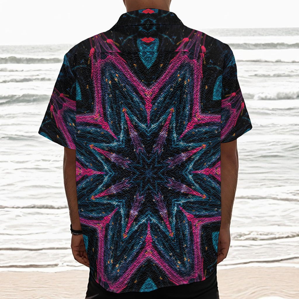 Dark Cloud Kaleidoscope Print Textured Short Sleeve Shirt