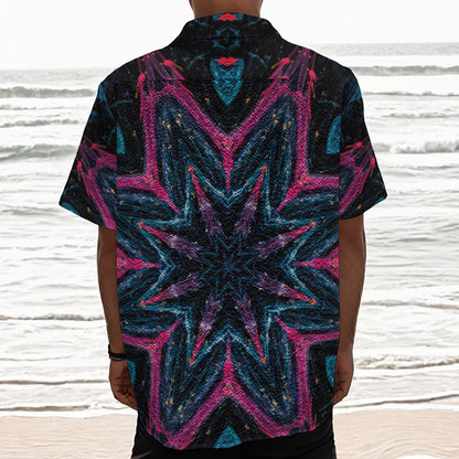 Dark Cloud Kaleidoscope Print Textured Short Sleeve Shirt