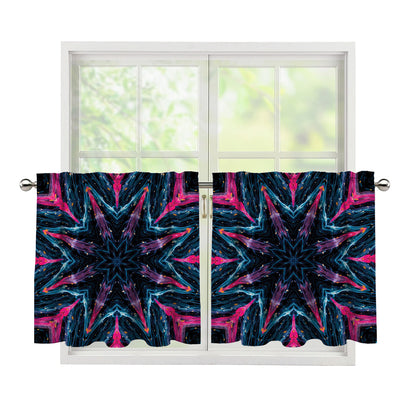 Dark Cloud Kaleidoscope Print Tier Curtains