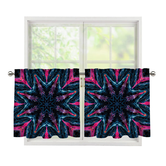 Dark Cloud Kaleidoscope Print Tier Curtains