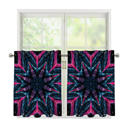 Dark Cloud Kaleidoscope Print Tier Curtains