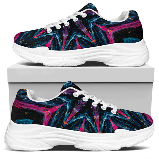 Dark Cloud Kaleidoscope Print White Chunky Shoes