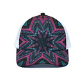 Dark Cloud Kaleidoscope Print White Mesh Trucker Hat