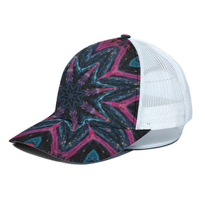 Dark Cloud Kaleidoscope Print White Mesh Trucker Cap