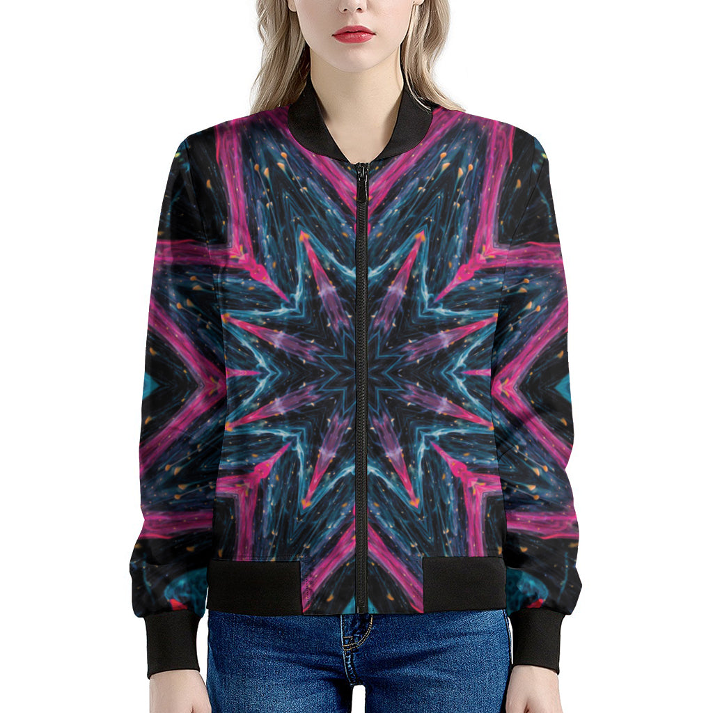 Dark Cloud Kaleidoscope Print Women's Bomber Jacket