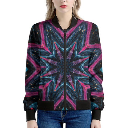 Dark Cloud Kaleidoscope Print Women's Bomber Jacket