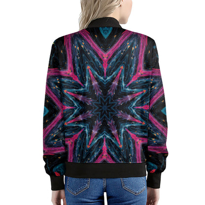 Dark Cloud Kaleidoscope Print Women's Bomber Jacket