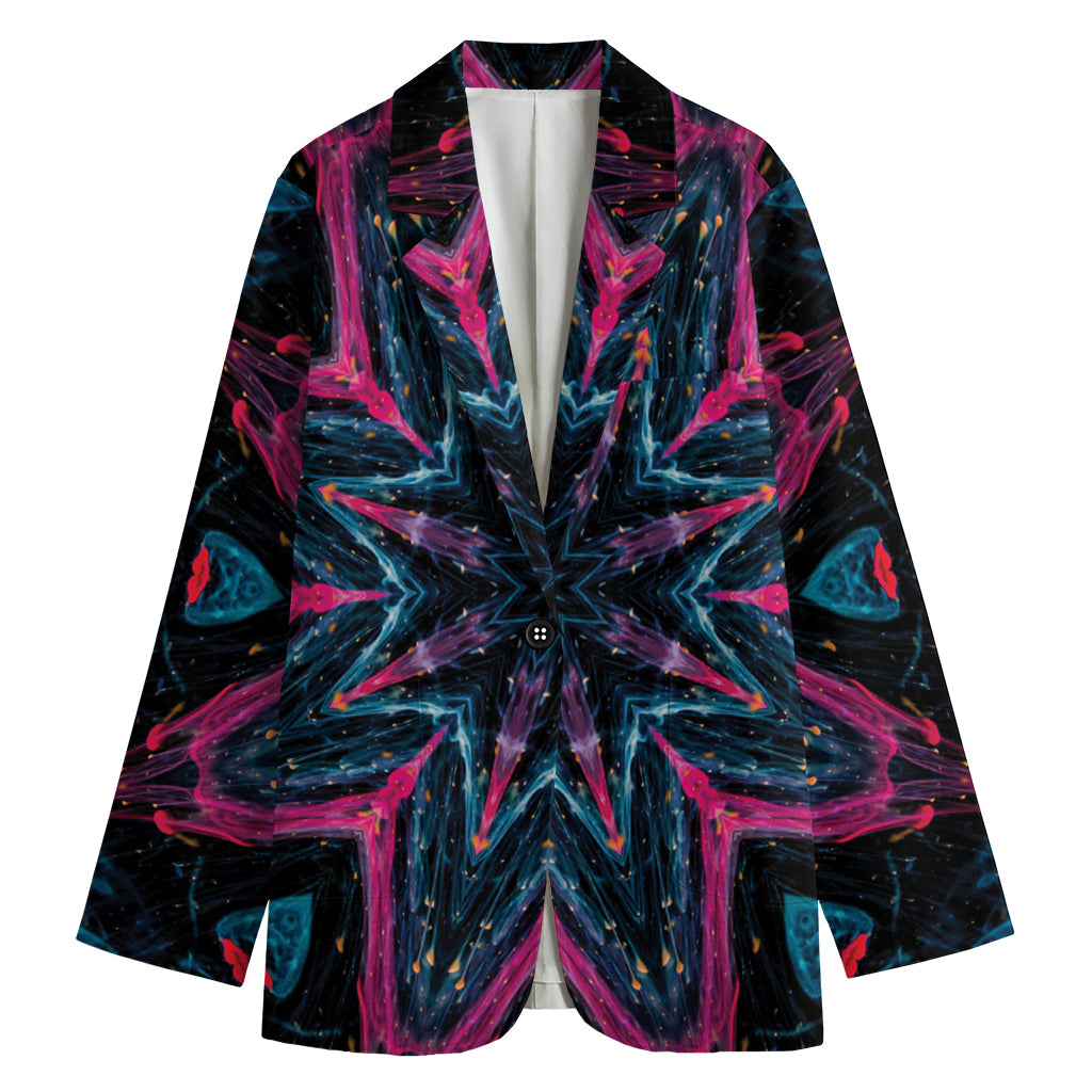 Dark Cloud Kaleidoscope Print Women's Cotton Blazer