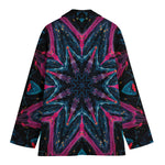 Dark Cloud Kaleidoscope Print Women's Cotton Blazer