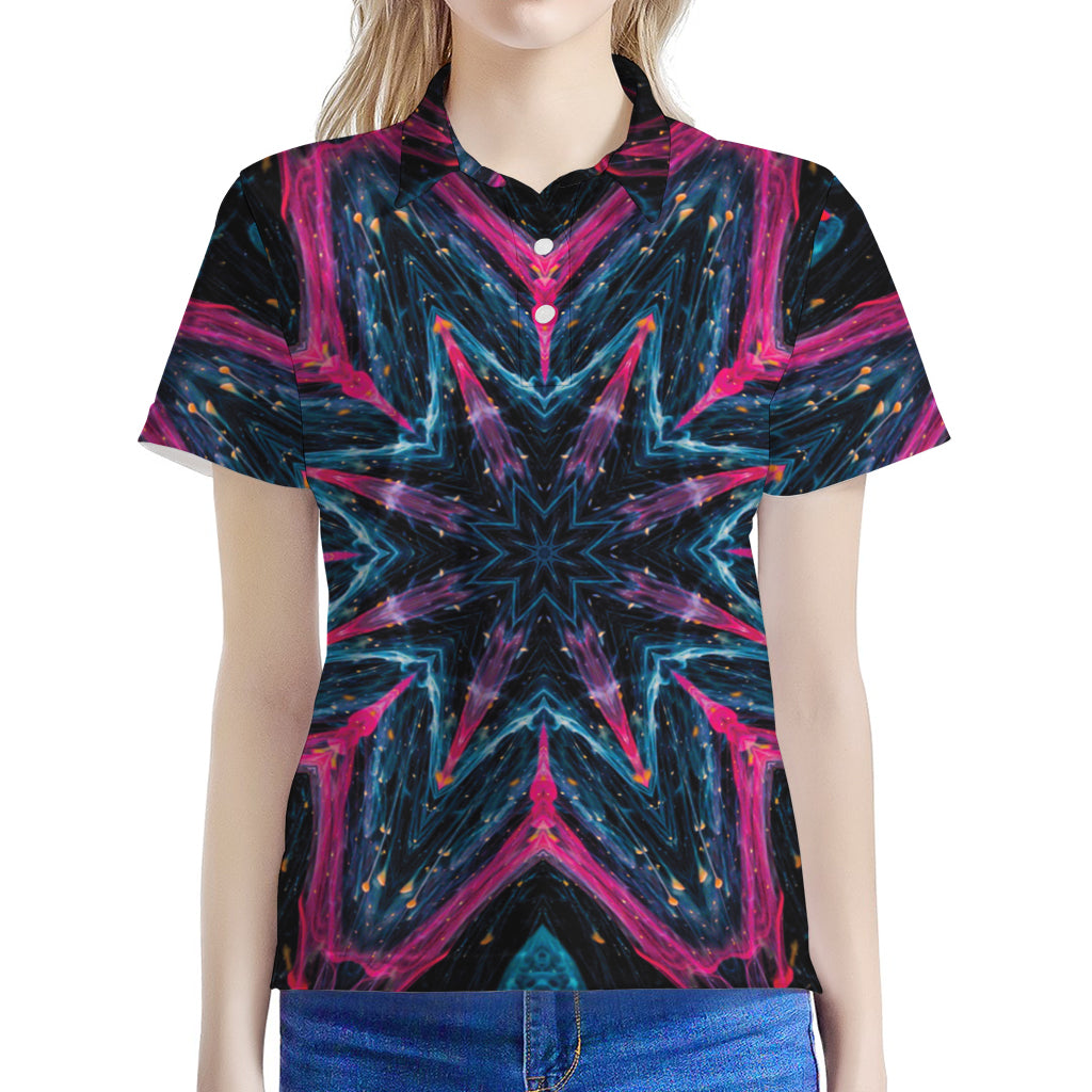 Dark Cloud Kaleidoscope Print Women's Polo Shirt