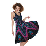 Dark Cloud Kaleidoscope Print Women's Sleeveless Dress