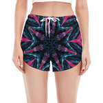 Dark Cloud Kaleidoscope Print Women's Split Running Shorts