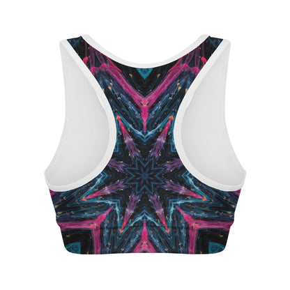 Dark Cloud Kaleidoscope Print Women's Sports Bra