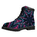 Dark Cloud Kaleidoscope Print Padded Collar Lace Up Boots
