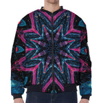 Dark Cloud Kaleidoscope Print Zip Sleeve Bomber Jacket
