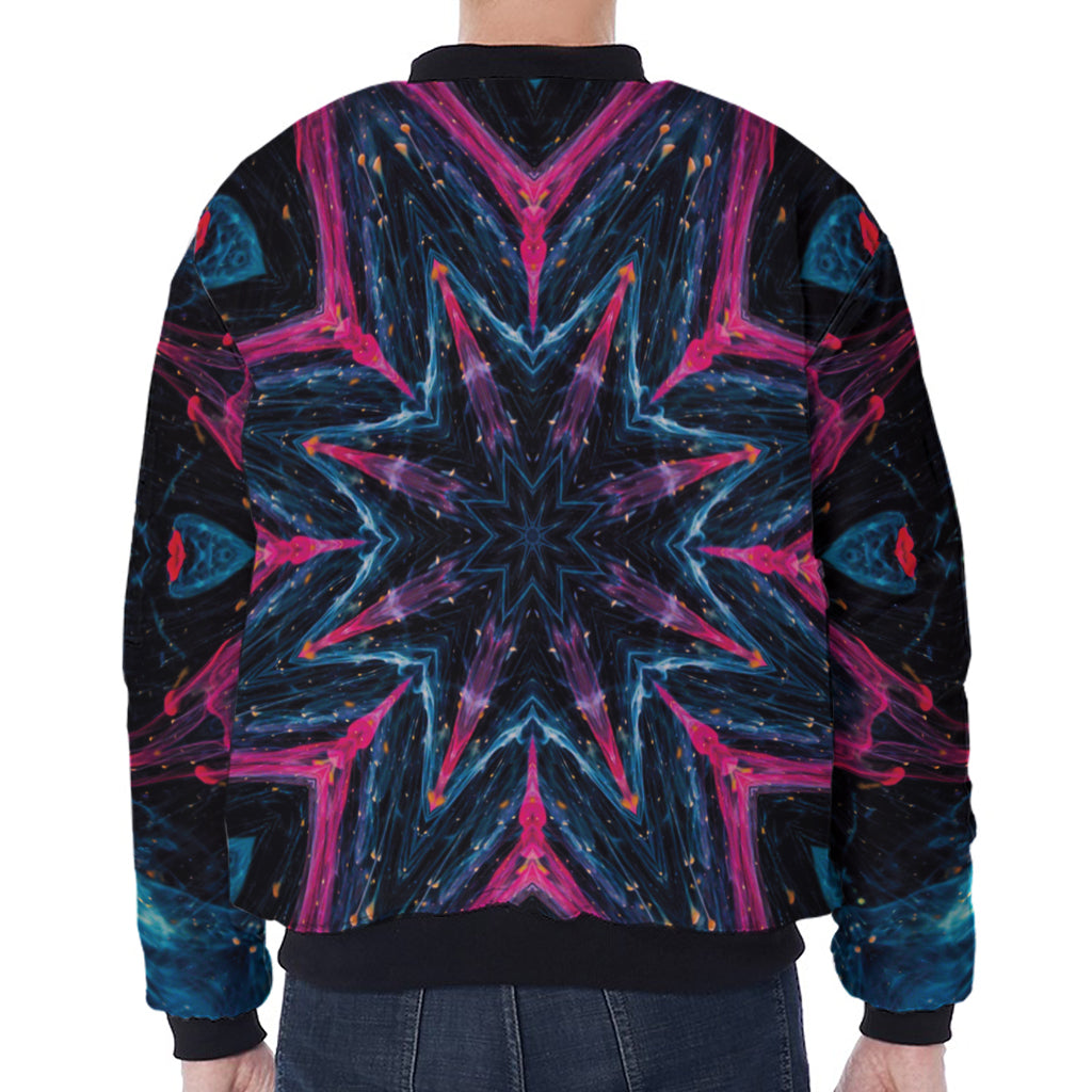 Dark Cloud Kaleidoscope Print Zip Sleeve Bomber Jacket