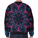 Dark Cloud Kaleidoscope Print Zip Sleeve Bomber Jacket
