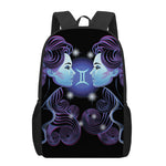Dark Gemini Zodiac Sign Print 17 Inch Backpack