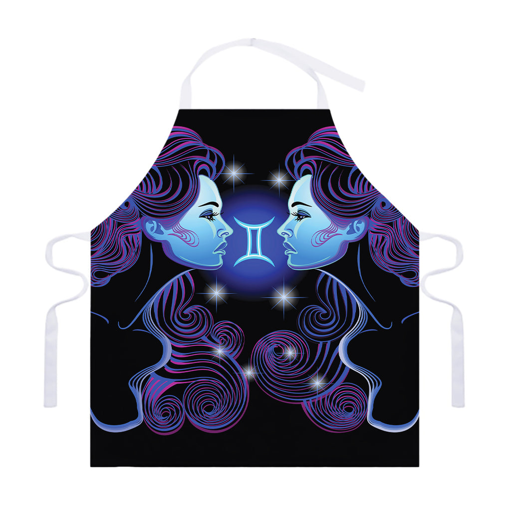 Dark Gemini Zodiac Sign Print Adjustable Apron