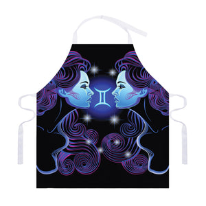 Dark Gemini Zodiac Sign Print Adjustable Apron