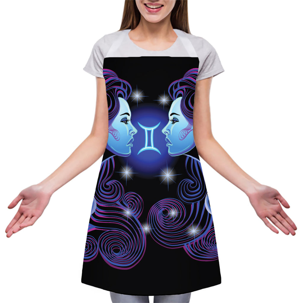 Dark Gemini Zodiac Sign Print Adjustable Apron