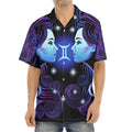 Dark Gemini Zodiac Sign Print Aloha Shirt