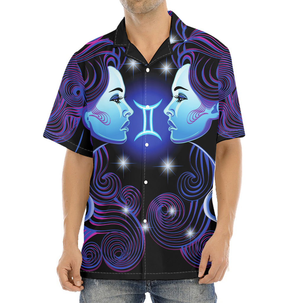 Dark Gemini Zodiac Sign Print Aloha Shirt