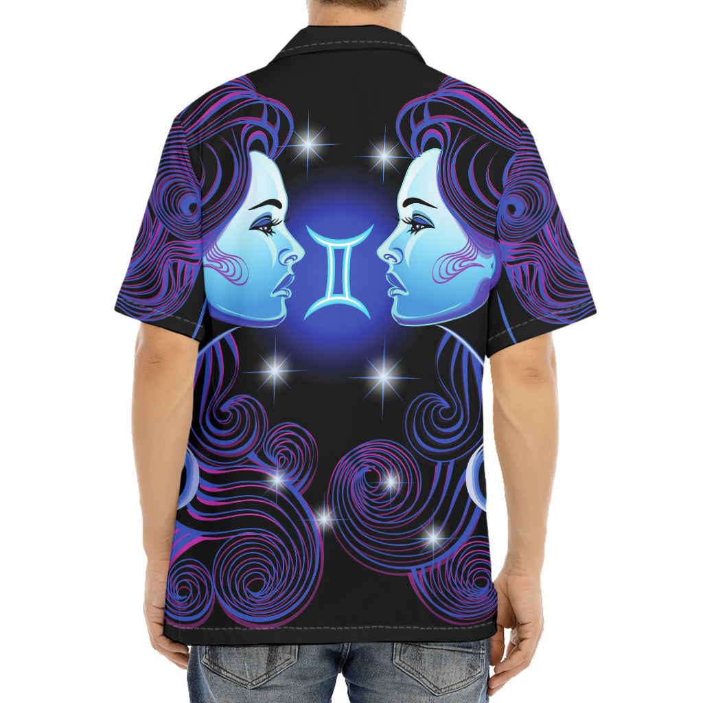 Dark Gemini Zodiac Sign Print Aloha Shirt