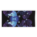 Dark Gemini Zodiac Sign Print Beach Towel