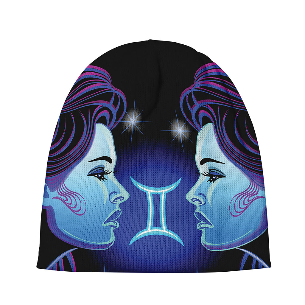 Dark Gemini Zodiac Sign Print Beanie