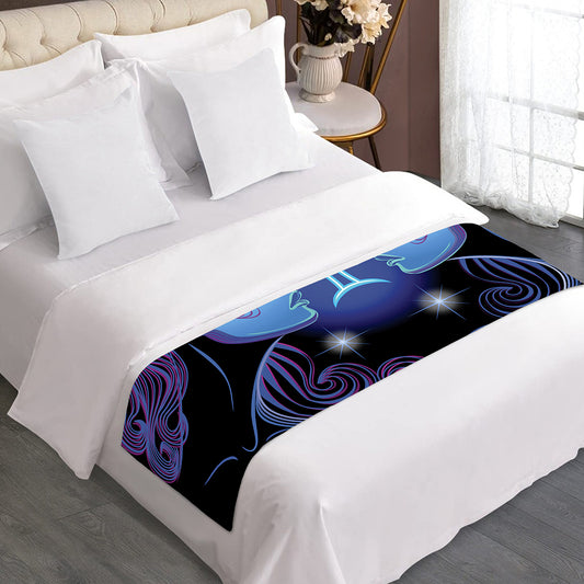 Dark Gemini Zodiac Sign Print Bed Runner