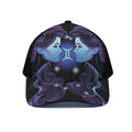 Dark Gemini Zodiac Sign Print Black Mesh Trucker Hat