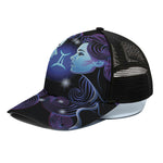 Dark Gemini Zodiac Sign Print Black Mesh Trucker Cap