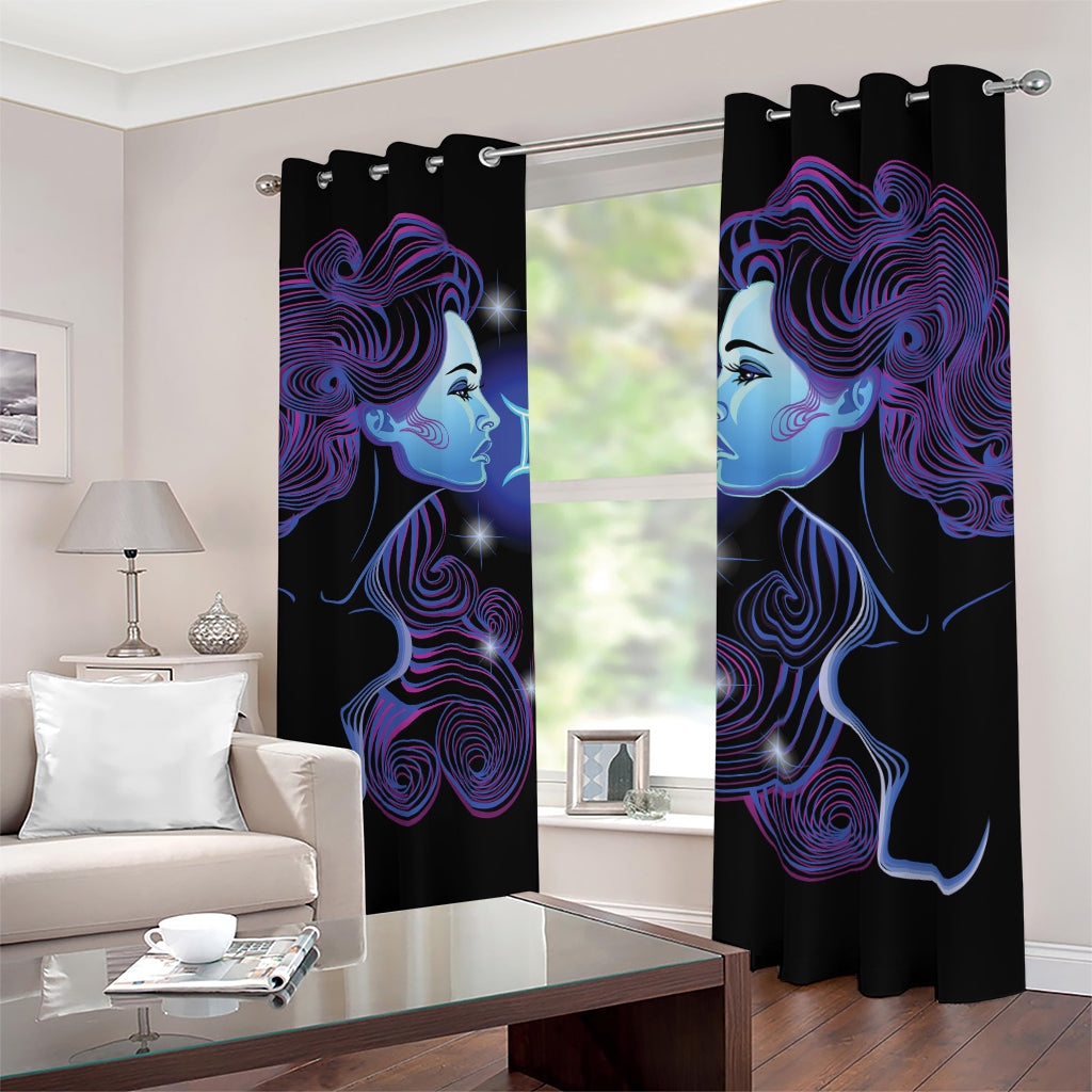 Dark Gemini Zodiac Sign Print Blackout Grommet Curtains