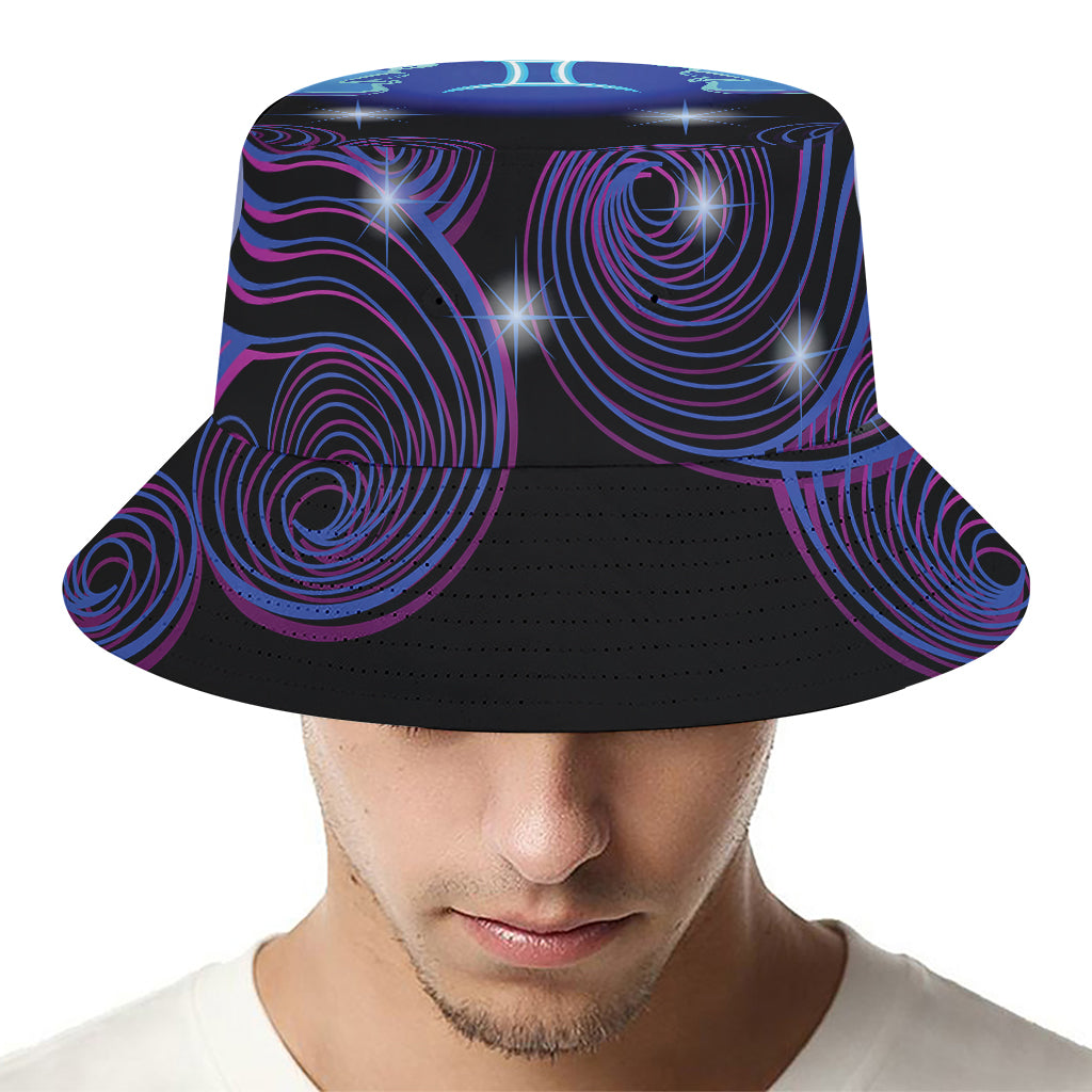 Dark Gemini Zodiac Sign Print Bucket Hat