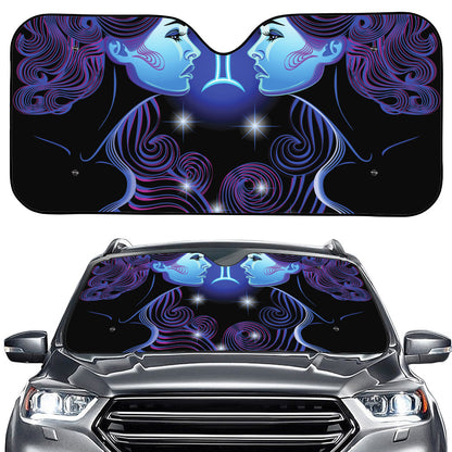 Dark Gemini Zodiac Sign Print Car Windshield Sun Shade