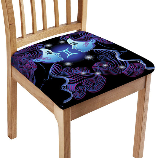 Dark Gemini Zodiac Sign Print Chair Cushion Cover
