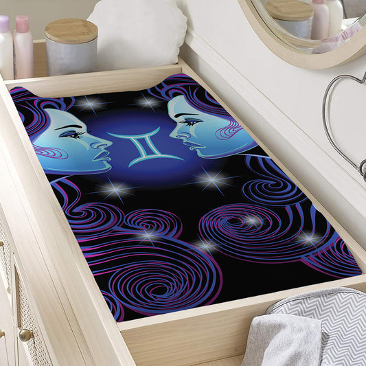 Dark Gemini Zodiac Sign Print Changing Pad Cover