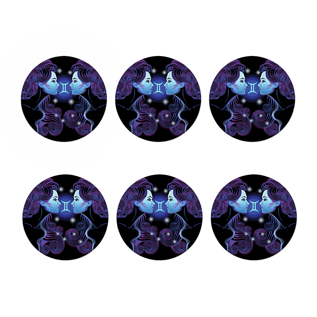 Dark Gemini Zodiac Sign Print Coaster Set