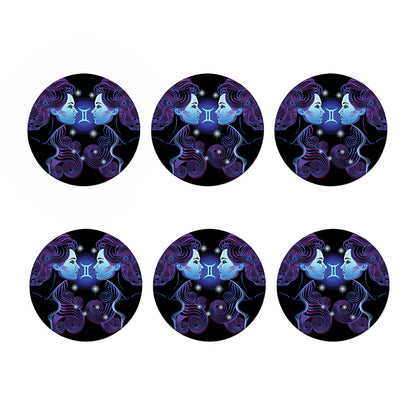 Dark Gemini Zodiac Sign Print Coaster Set