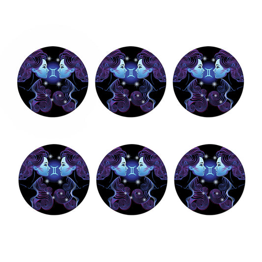 Dark Gemini Zodiac Sign Print Coaster Set