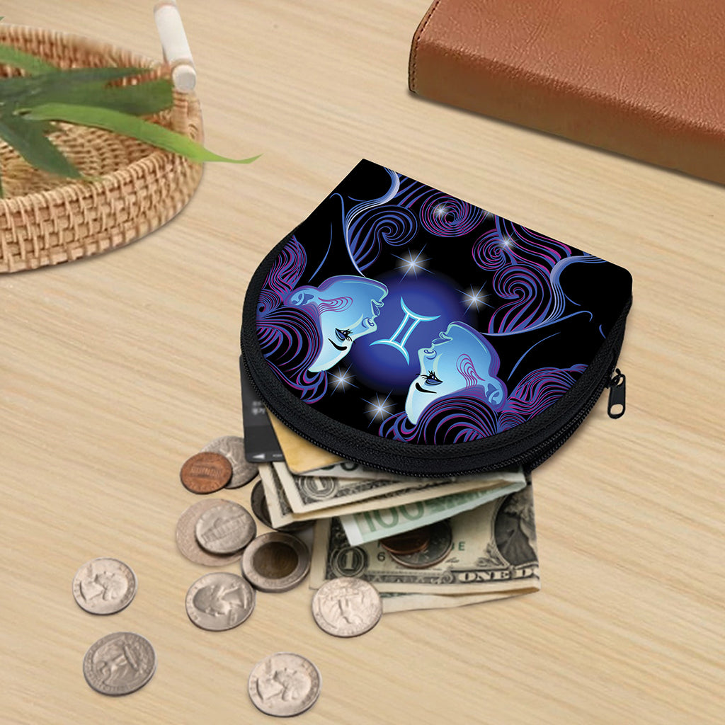 Dark Gemini Zodiac Sign Print Coin Purse