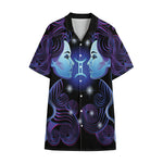 Dark Gemini Zodiac Sign Print Cotton Hawaiian Shirt
