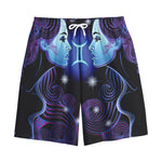 Dark Gemini Zodiac Sign Print Cotton Shorts