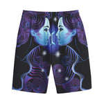 Dark Gemini Zodiac Sign Print Cotton Shorts