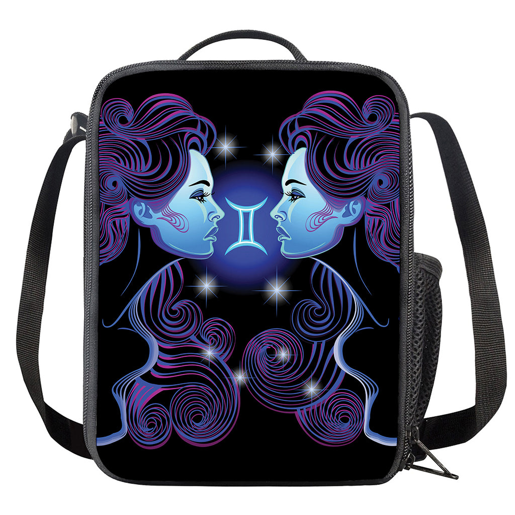 Dark Gemini Zodiac Sign Print Crossbody Lunch Bag